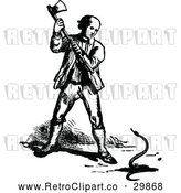 Vector Clip Art of Retro Man Killing a Snake with an Axe by Prawny Vintage