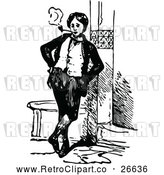 Vector Clip Art of Retro Man Leaning and Smoking by Prawny Vintage