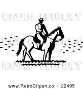 Vector Clip Art of Retro Man on Horseback by BestVector