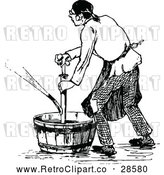 Vector Clip Art of Retro Man Using a Pump in a Bucket by Prawny Vintage