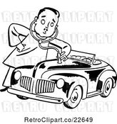 Vector Clip Art of Retro Mechanic Guy Giving a Car a Check up by BestVector