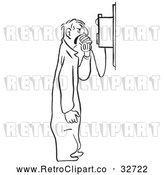 Vector Clip Art of Retro Mechanic Shouting into a Phone by Picsburg