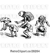 Vector Clip Art of Retro Men Playing Leap Frog by Prawny Vintage