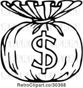 Vector Clip Art of Retro Money Sack with a Dollar Symbol by Prawny Vintage