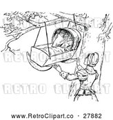 Vector Clip Art of Retro Mother and Baby Crib in a Tree by Prawny Vintage