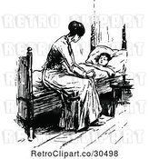 Vector Clip Art of Retro Mother and Son at Bed Time by Prawny Vintage