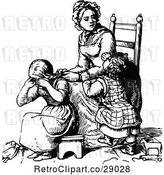 Vector Clip Art of Retro Mother Braiding Her Daughters Hair by Prawny Vintage