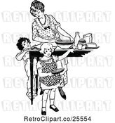 Vector Clip Art of Retro Mother Cooking with Her KChildren by Prawny Vintage
