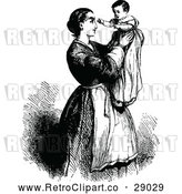 Vector Clip Art of Retro Mother Holding up Her Baby by Prawny Vintage