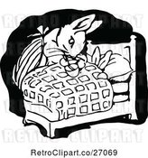 Vector Clip Art of Retro Mother Rabbit Tucking Her Child in by Prawny Vintage