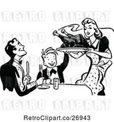 Vector Clip Art of Retro Mother Serving Roasted Turkey by Prawny Vintage