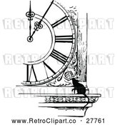 Vector Clip Art of Retro Mouse by a Clock by Prawny Vintage