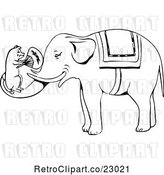 Vector Clip Art of Retro Mouse Fanning an Elephant by Prawny Vintage