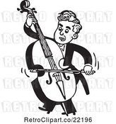 Vector Clip Art of Retro Musician Facing Left and Playing a Bass by BestVector