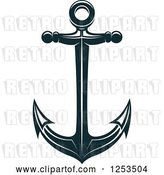 Vector Clip Art of Retro Navy Blue Anchor by Vector Tradition SM