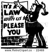 Vector Clip Art of Retro Officer Nailing a Its a Law with Us to Please You Sign by BestVector