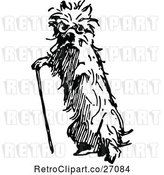 Vector Clip Art of Retro Old Dog with a Cane by Prawny Vintage