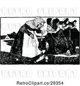 Vector Clip Art of Retro Old Lady and Three Men by Prawny Vintage