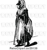 Vector Clip Art of Retro Old Lady Using Crutches by Prawny Vintage
