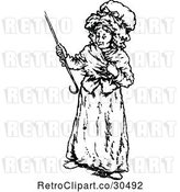 Vector Clip Art of Retro Old Lady with a Cane by Prawny Vintage