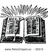 Vector Clip Art of Retro Open Holy Bible Book by Prawny Vintage