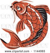 Vector Clip Art of Retro Orange Koi Fish by Patrimonio