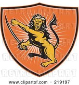 Vector Clip Art of Retro Orange Lion Shield Logo by Patrimonio