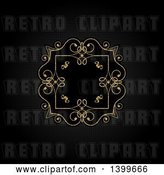 Vector Clip Art of Retro Ornate Golden Frame on Black by KJ Pargeter