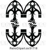 Vector Clip Art of Retro Ornate Wrought Iron Design Element with Flowers by Frisko