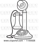 Vector Clip Art of Retro Outlined Candlestick Telephone by Lal Perera