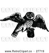 Vector Clip Art of Retro Owl Flying with a Pourch by Prawny Vintage