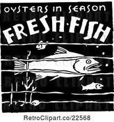 Vector Clip Art of Retro Oysters in Season Fresh Fish Sign by BestVector