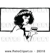 Vector Clip Art of Retro Oz Girl with Tea by Prawny Vintage