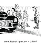 Vector Clip Art of Retro Parked Car and Bored Boys by Prawny Vintage