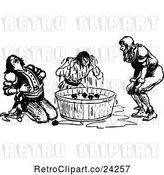 Vector Clip Art of Retro People Bobbing for Apples by Prawny Vintage