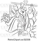 Vector Clip Art of Retro People on a Crowded Bus by Picsburg