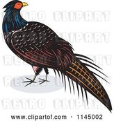 Vector Clip Art of Retro Pheasant Bird by Patrimonio