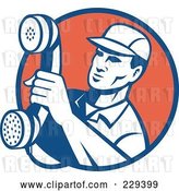 Vector Clip Art of Retro Phone Worker Logo by Patrimonio
