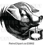 Vector Clip Art of Retro Pig Carrying a Basket by Prawny Vintage