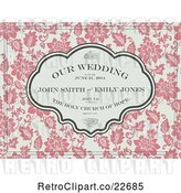 Vector Clip Art of Retro Pink and Beige Floral Wedding Invite with Sample Text and Swirls by BestVector