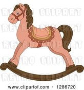 Vector Clip Art of Retro Pink and Brown Rocking Horse by BNP Design Studio