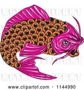 Vector Clip Art of Retro Pink and Orange Koi Fish by Patrimonio