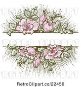 Vector Clip Art of Retro Pink Flower and Green Leaf Background with Copyspace 1 by BestVector