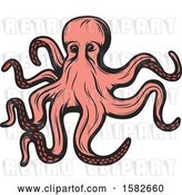 Vector Clip Art of Retro Pink Octopus by Vector Tradition SM