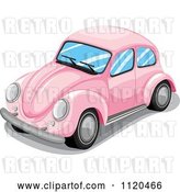 Vector Clip Art of Retro Pink VW Slug Bug Car by