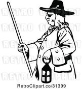 Vector Clip Art of Retro Pirate Carrying a Lantern by Prawny Vintage