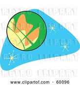 Vector Clip Art of Retro Planet Mars on Blue with Stars by Xunantunich