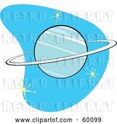 Vector Clip Art of Retro Planet Neptune on Blue with Stars by Xunantunich