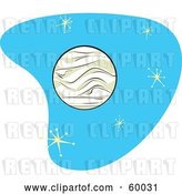 Vector Clip Art of Retro Planet Venus on Blue with Stars by Xunantunich