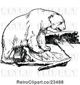 Vector Clip Art of Retro Polar Bear on Boat Ruins by Prawny Vintage